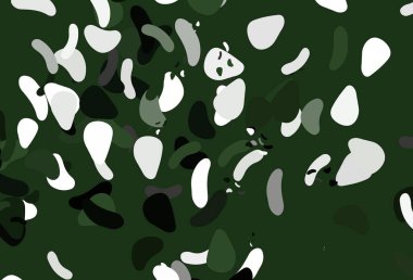 Memphis şekilli açık yeşil vektör şablonu. Soyut tarzda rengarenk gradyan şekilleri olan bir resim. Web siteniz için basit tasarım.