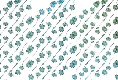Açık mavi, yeşil vektör el boyalı doku. Yapraklı karalama tarzında yeni renkli çizimler. Web siteniz için Doodle tasarımı.
