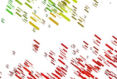 Açık yeşil, düz çizgileri olan kırmızı vektör düzeni. Renkli çubuklarla gösterişli soyut çizimler. İş broşürleri, broşürler için desen.