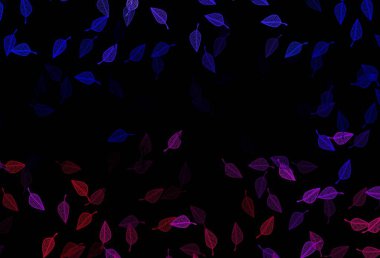 Koyu pembe, mavi vektör karalama arkaplanı. Yapraklarla modern tarzda yepyeni renkli bir tasvir. İşiniz için yepyeni bir tasarım..