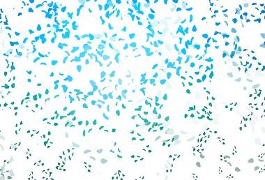 Açık mavi, kaotik şekilli yeşil vektör deseni. Rastgele şekillerle soyut tarzda dekoratif tasarım. Web siteniz için basit tasarım.