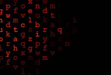 İngilizce sembollerle kaplanmış koyu kırmızı vektör. ABC İngilizce sembollü modern geometrik çizim. Üniversite reklamınız için akıllıca bir tasarım..