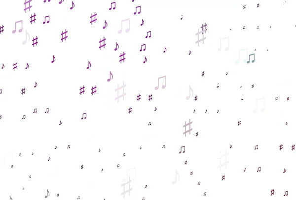 Lichtpaarse Vectorachtergrond Met Muzieksymbolen Geïsoleerde Kleurrijke Muziek Toetsen Abstracte Achtergrond — Stockvector