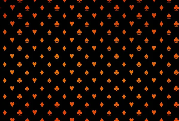 Textura Vectorial Naranja Oscuro Con Naipes Ilustración Color Con Corazones — Archivo Imágenes Vectoriales