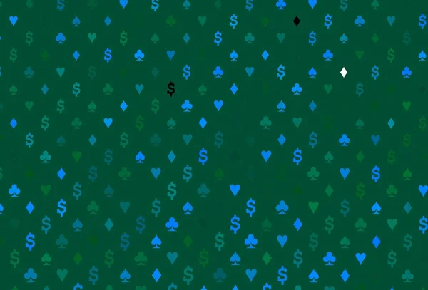 Azul Claro Fundo Vetor Verde Com Sinais Cartões Ilustração Colorida — Vetor de Stock