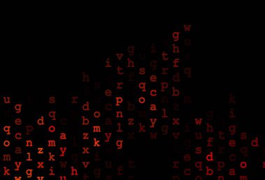 Latince alfabeyle koyu turuncu vektör düzeni. ABC İngilizce sembollü modern geometrik çizim. Reklamınız, posteriniz ve üniversite afişleriniz için en iyi tasarım..