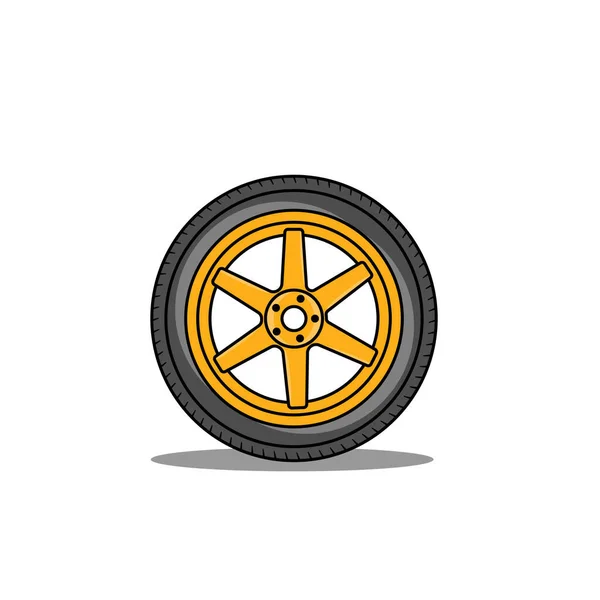 Car Vehicle Wheel Vector Illustration Black Yellow Color Cartoon — Stock Vector