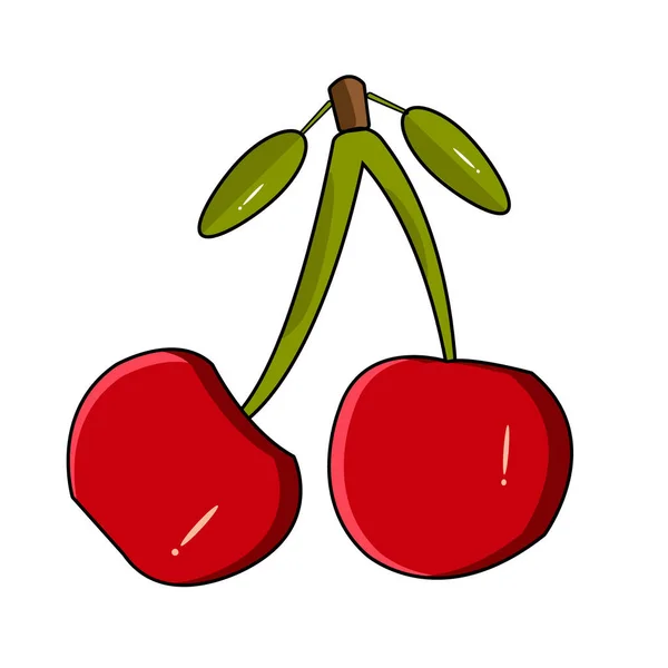 Cherry Fruta Clipart Elemento Plano Vector Ilustración — Vector de stock