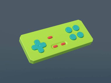 Koyu arkaplan 3D bir resimde geriye dönük renkli joystick.