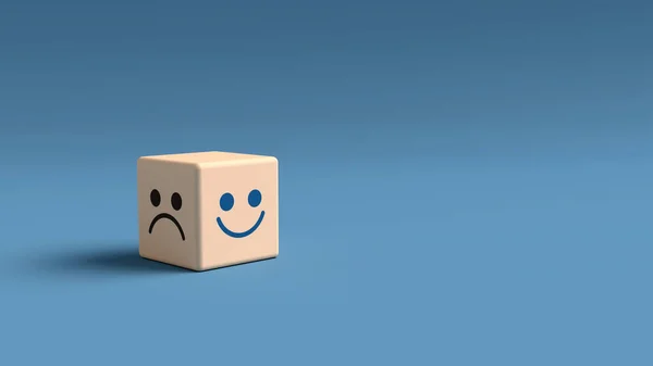 Wooden Block Hides Sadness Turns Out Smile Light Illustration — Stockfoto