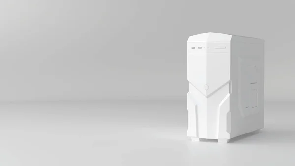 Beyaz sahnede minimalist stil beyaz bilgisayar dosyası 3D resimleme için yer var.