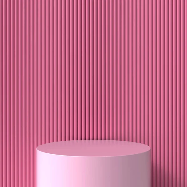 배경은 분홍빛 원통형 곡선이다 그리고 파스텔 원통형 무대를 만들었습니다 제품을 — 스톡 사진