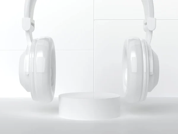 Technology Style Backdrop Has Stage Put Items Large Headphones Side — ストック写真