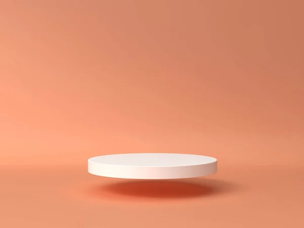Pastel turuncu ürün yerleştirme arkaplan resmi beyaz merkez kaidesi var. 3B sahne.