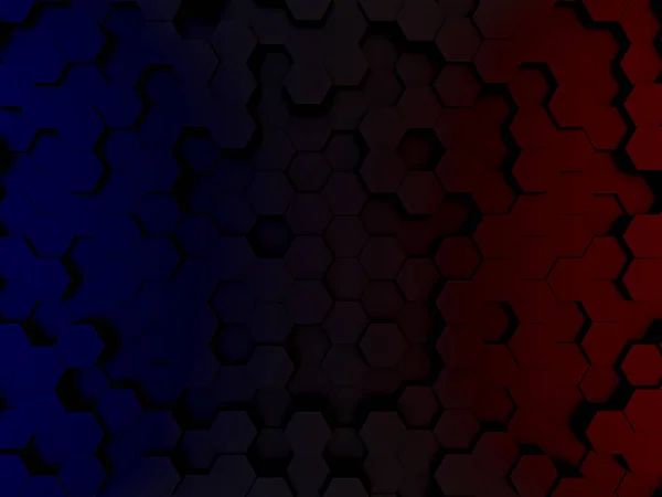 Abstract style background image Is a rectangular and polygonal shape lined up High and low, not the same, gamer style It has red and blue light. 3D Scene.
