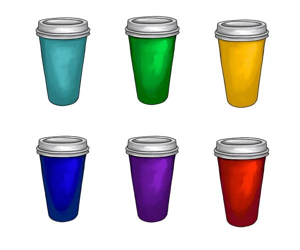 Kopp Kaffe Ikon Set Realistisk Illustration Kopp Kaffe Ikon För — Stockfoto