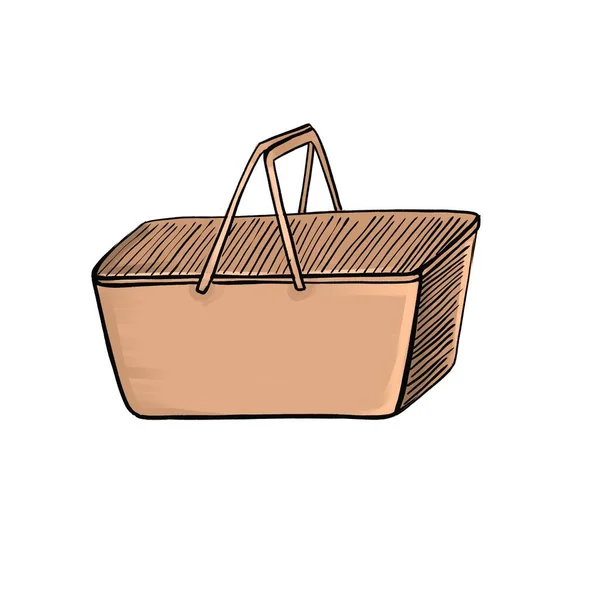Košík Proutěný Piknik Izolované Ikony Ilustrační Design — Stock fotografie