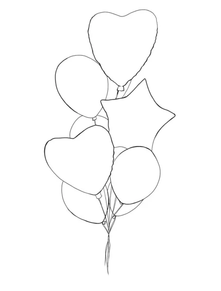 Luftballon Cartoon Stil Ein Bündel Luftballons Zum Geburtstag Und Zur — Stockfoto