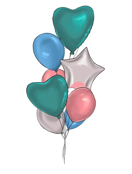 Balão Estilo Cartoon Bando Balões Para Aniversários Festas Balão Voador — Fotografia de Stock
