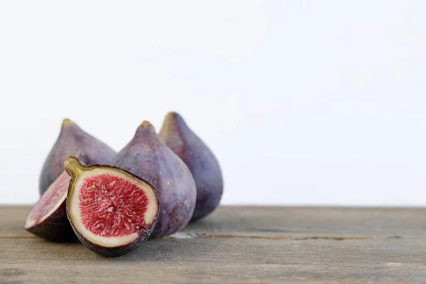 Few Figs Old Wooden Table Copy Space — Stock Photo, Image