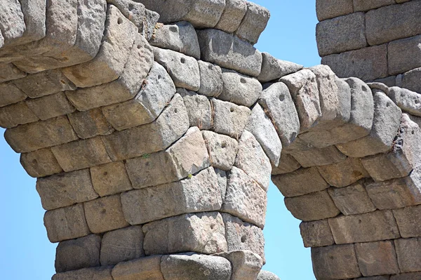 Деталь Древнеримского Акведука Расположенного Сеговии Кастилии Леоне Испания — стоковое фото