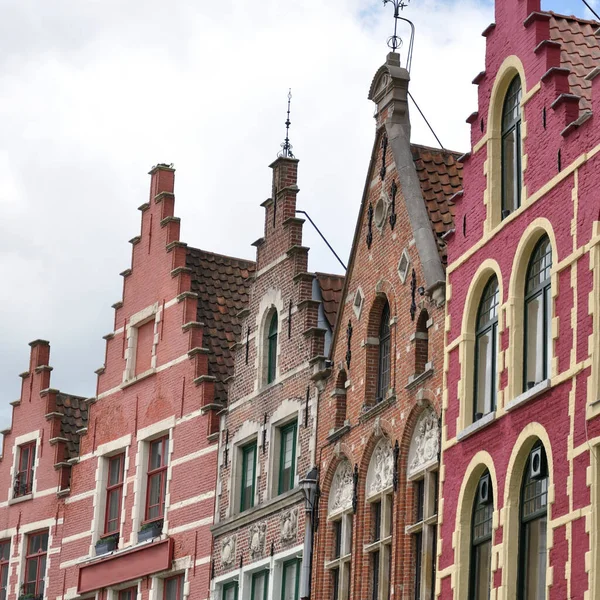 Gekleurde Kleurrijke Gebouwen Grote Markt Van Brugge West Vlaanderen Vlaams — Stockfoto
