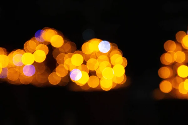 Bokeh Lights Garlands Lanterns Car Headlights — Stock Photo, Image