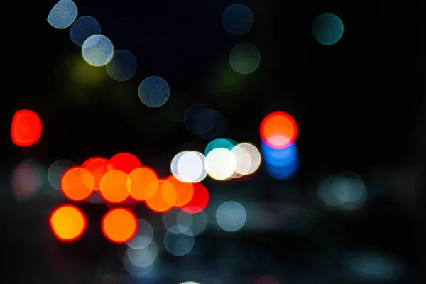 Bokeh Lights Lanterns Car Headlights — Stock Photo, Image