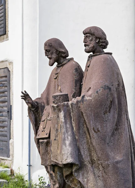 Cyril Methodius Statue Katolsk Kirke Devin Bratislava Slovakiet - Stock-foto