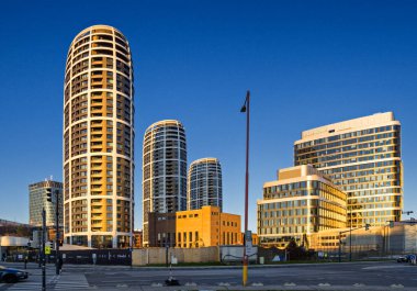 Bratislava 'da Mlynske nivy, Yeni inşaat, Slovakya.