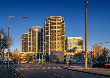 Bratislava 'da Mlynske nivy, Yeni inşaat, Slovakya.