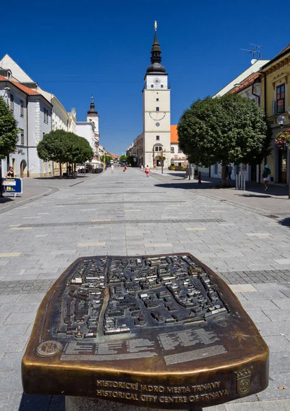 City Tower Trnava Pedestrian Zone Slovakia — 图库照片