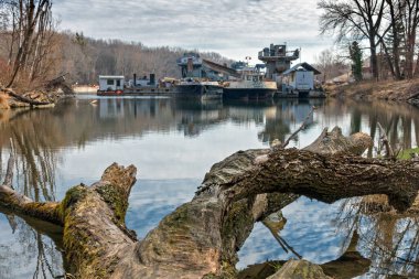 Gravel extraction from the river Danube, Bratislava, Slovakia.