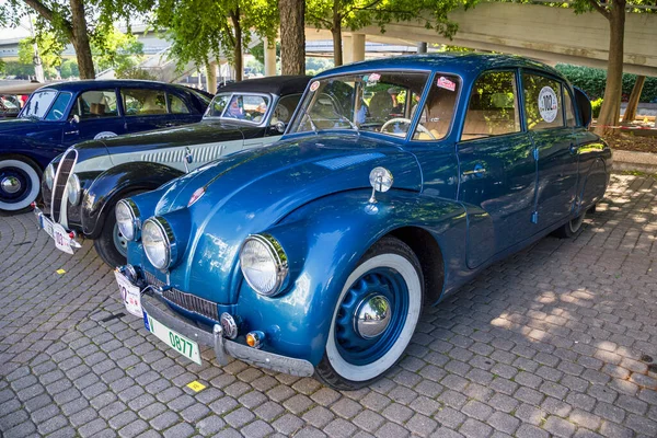 Vintage Car Tatraplan Tatra Exhibition Bratislava 1000 Czech Slovakian Miles — Zdjęcie stockowe