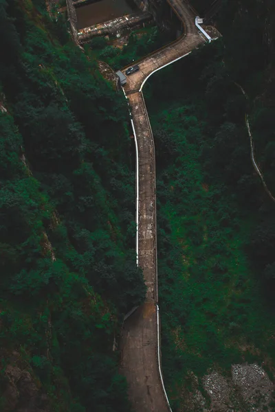 Estrada Cercada Por Natureza Verde Drone Aéreo Vista Acima — Fotografia de Stock