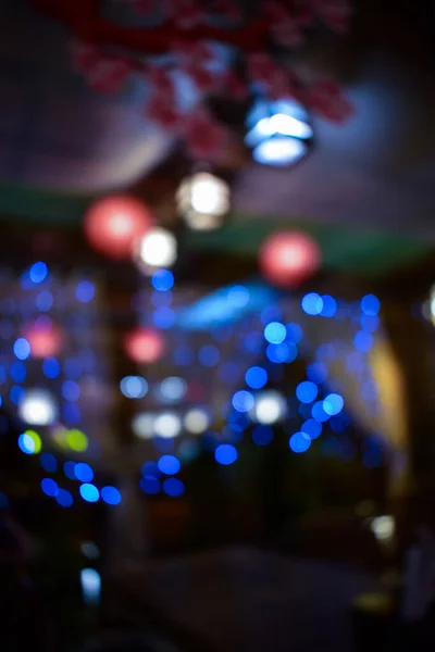 Colorful Blurry Festive Lights Bright Blue Defocused Christmas Holiday Illumination — Stock Photo, Image