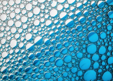 Mavi kabarcıklar makro doku. Köpük baloncukları arka planı.