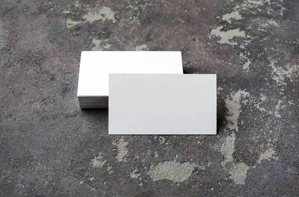 Blank Business Cards Concrete Background Mockup Branding Identity Studio Shot — Stock Photo, Image