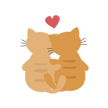 Sevimli bir çizgi film karakteri. Romantik bir çift kedi ve tebrik kartı için komik bir vektör çizimi.