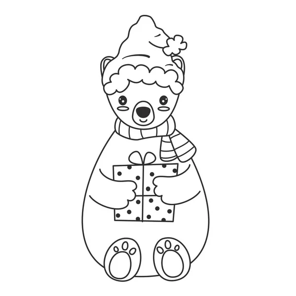 Cute Lovely Hand Drawn Cartoon Character Baby Black White Polar — Stockvektor