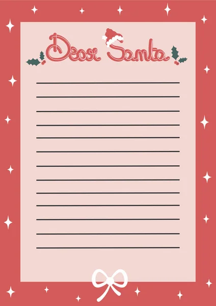 Cute Lovely Hand Drawn Cartoon Vector Template Christmas Letter Santa — стоковий вектор