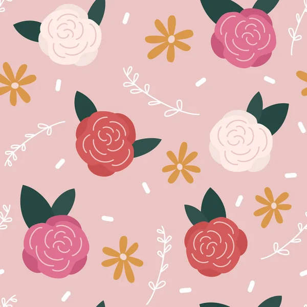 Cute Lovely Colorful Floral Seamless Vector Pattern Background Illustration Colorful — Stockvektor