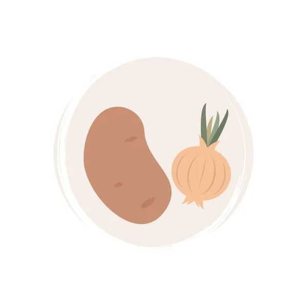 Милий Логотип Або Іконка Вектор Ілюстрацією Цибулі Картопляних Овочів Колі — стоковий вектор