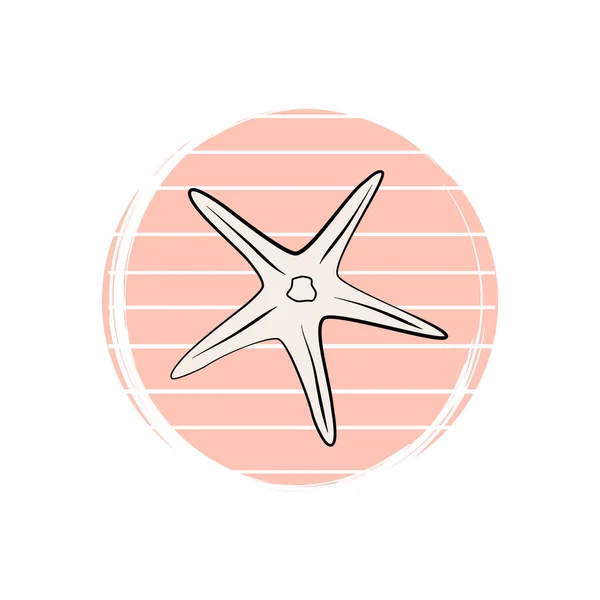 Logo Mignon Icône Vecteur Avec Étoile Mer Sur Fond Rayé — Image vectorielle