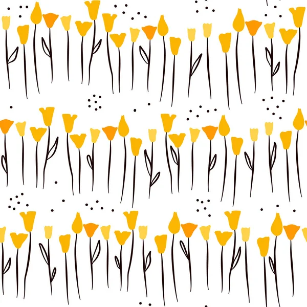 Roztomilý Abstraktní Jednoduchý Hladký Vektorový Vzor Pozadí Ilustrace Žlutými Květy — Stockový vektor