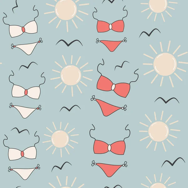 Mignon Dessin Animé Abstrait Rouge Blanc Bikini Motif Vectoriel Sans — Image vectorielle