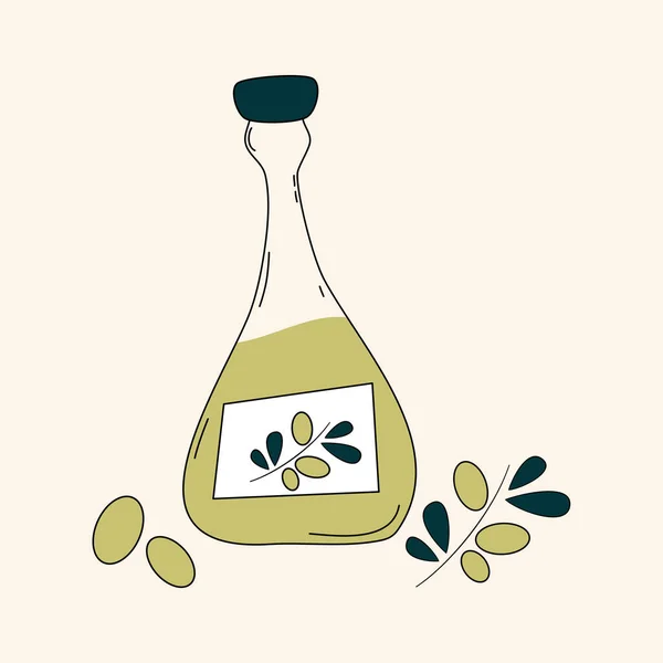 Olive Oil Bottle Vector Illustration — Stock Vector