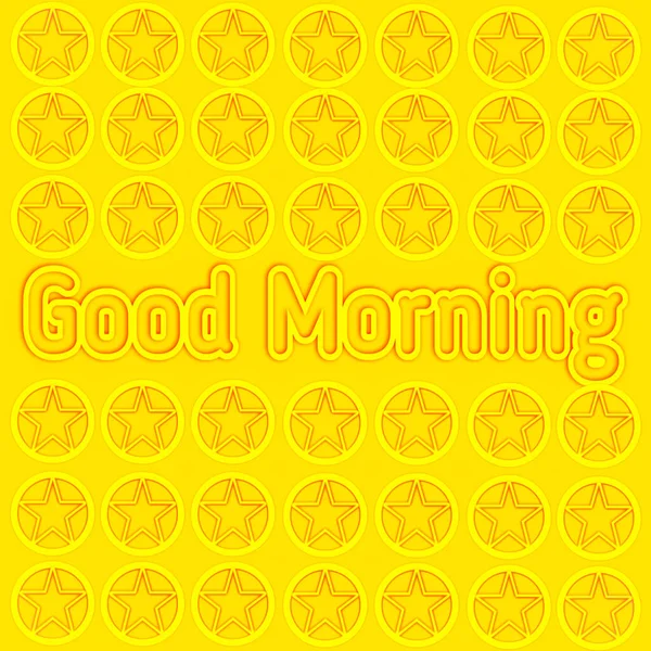 Renderowanie Dzień Dobry Tekst Izolowany Żółto Stars Shape — Zdjęcie stockowe