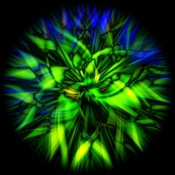 Beautiful Abstract Illustration Green Blue Flower Illusive Shape — Stock Photo, Image