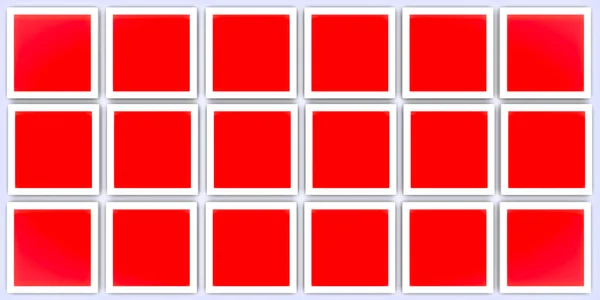 3Dイラスト白の背景に白の境界線と赤の正方形 — ストック写真